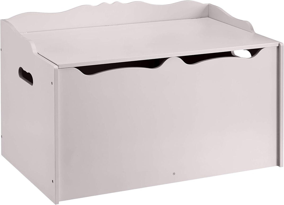 Amazon Basics Kids Toy Box, Wooden Organizer Storage Chest, Gray, 30" x 18" x 19"