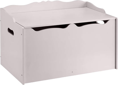 Amazon Basics Kids Toy Box, Wooden Organizer Storage Chest, Gray, 30" x 18" x 19"