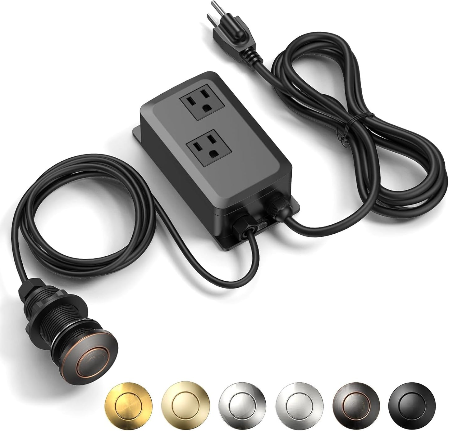 Garbage Disposal Air Switch Kit -Professional- Dual Outlet, Sink Top Waste Disposer On/Off, Garbage