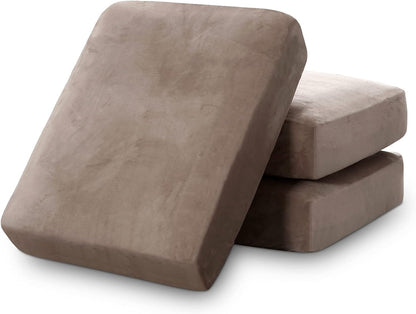 PrinceDeco Velvet Stretch Couch Cushion Cover Soft Cushion Slipcover for Chair Loveseat Sofa