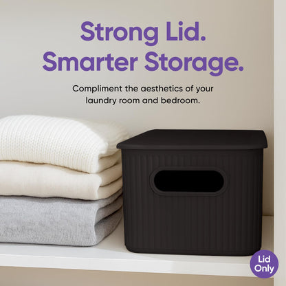 Superio Ribbed Collection Lid for Decorative Plastic Basket Open Home Storage Bins Organizer