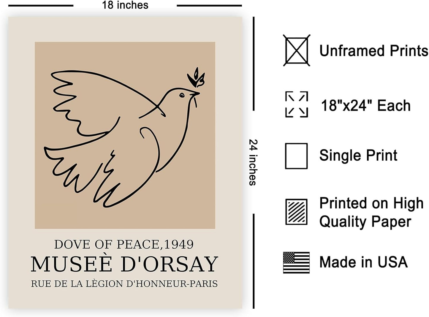 Poster Master Vintage Poster - Retro Minimalist Print - Gift for Artist, Friend - Dove Of Peace