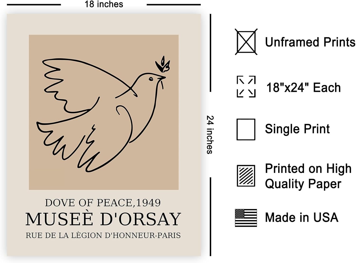 Poster Master Vintage Poster - Retro Minimalist Print - Gift for Artist, Friend - Dove Of Peace
