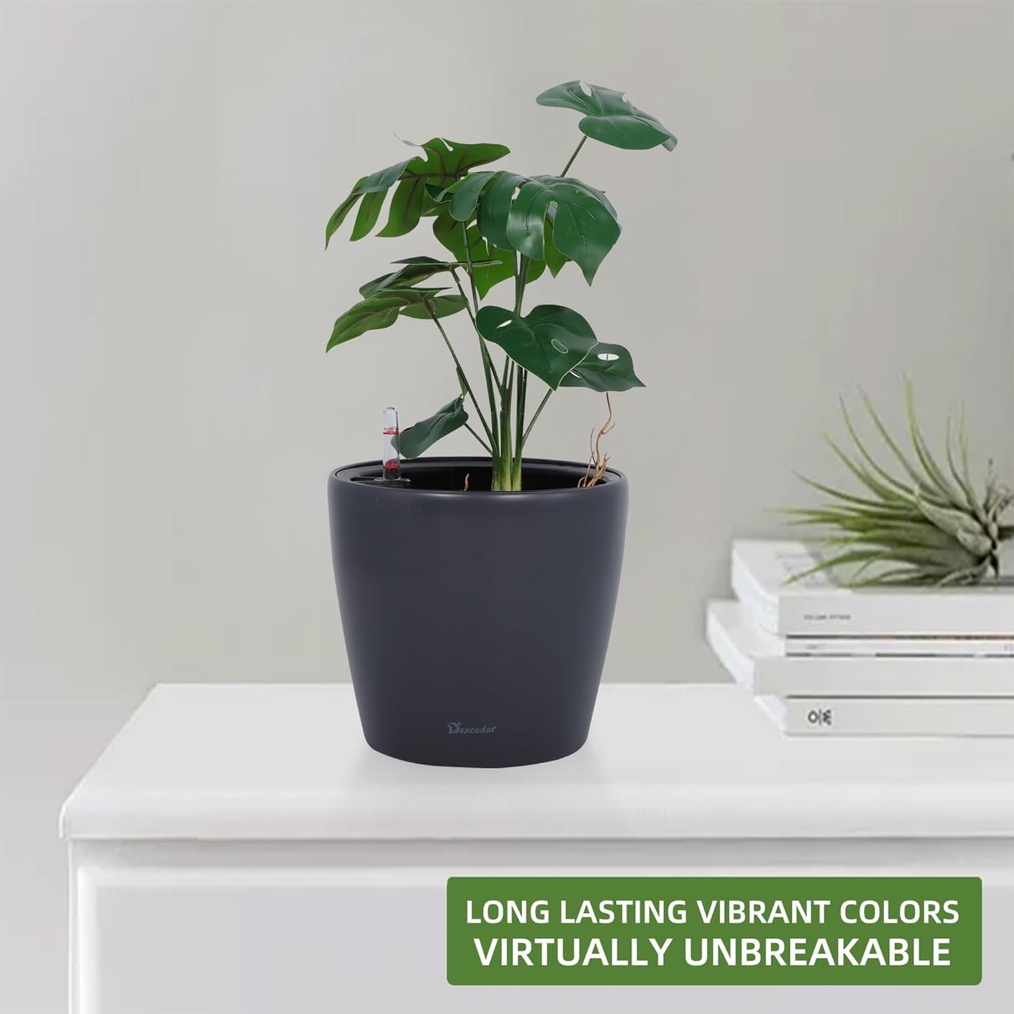 Dexceder 9x8 Inches Self Watering Planter Indoor Outdoor, Inner Pot Design, Thickened Table Flower