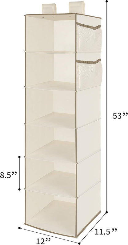 MAX Houser 6 Tier Shelf Hanging Closet Organizer, Closet Hanging Shelf with 2 Widen Straps for
