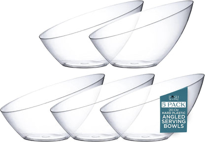 Posh Setting Crystal Clear, Disposable Premium Hard Plastic Medium Angled Bowl, Party, Salad, Snack