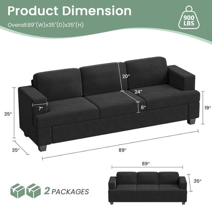 Sofa, 3 Piece Set Comfy Sofa, Loveseat & 2 3-Seater Couch with Deep Seats for Living Room, Modern