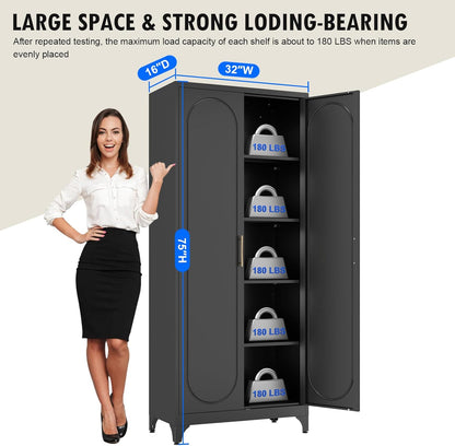 Pantry Cabinet, 75 Inch Tall Kitchen Storage Cabinet, Metal Pantry Cabinets with Doors and