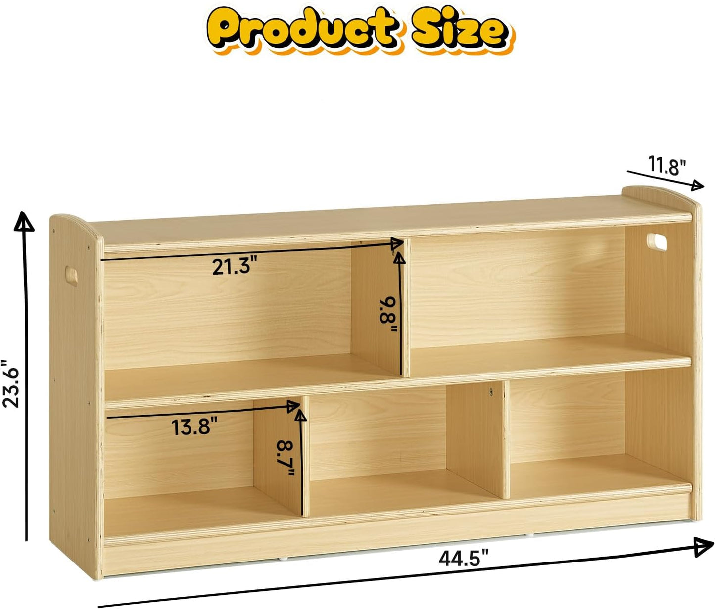 2-Tier Wood Montessori Cabinet for Kids, Toddler Room Book Shelves Toy Organizers and Storage