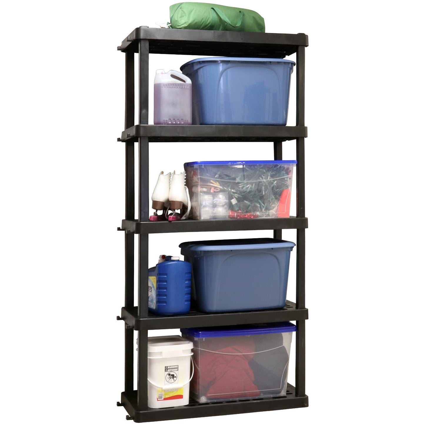 Koolatron Oskar Small Interlocking Shelving Unit, 5-Tier, Tool-Free Assembly, Heavy Duty Storage