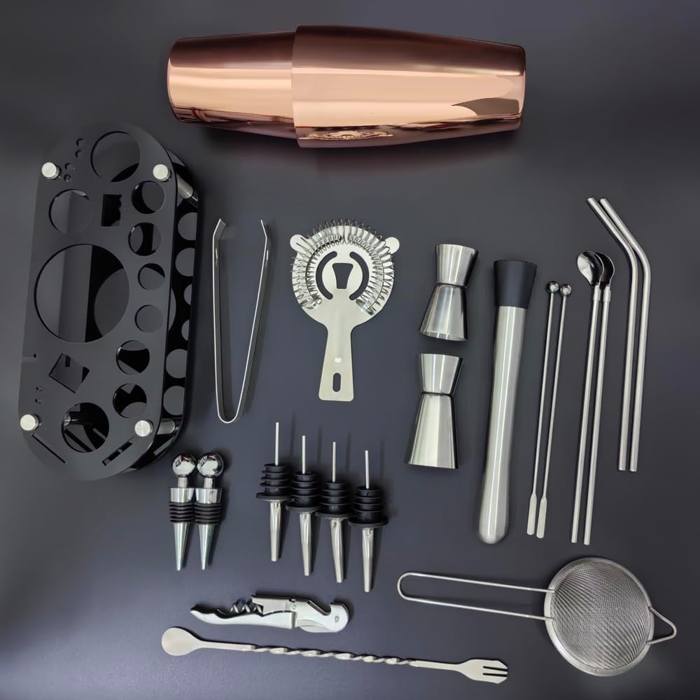 22-Piece Cocktail Shaker Set, 25/20oz Bartender Kit, Bartending Stainless Steel Bar Tools Sets for
