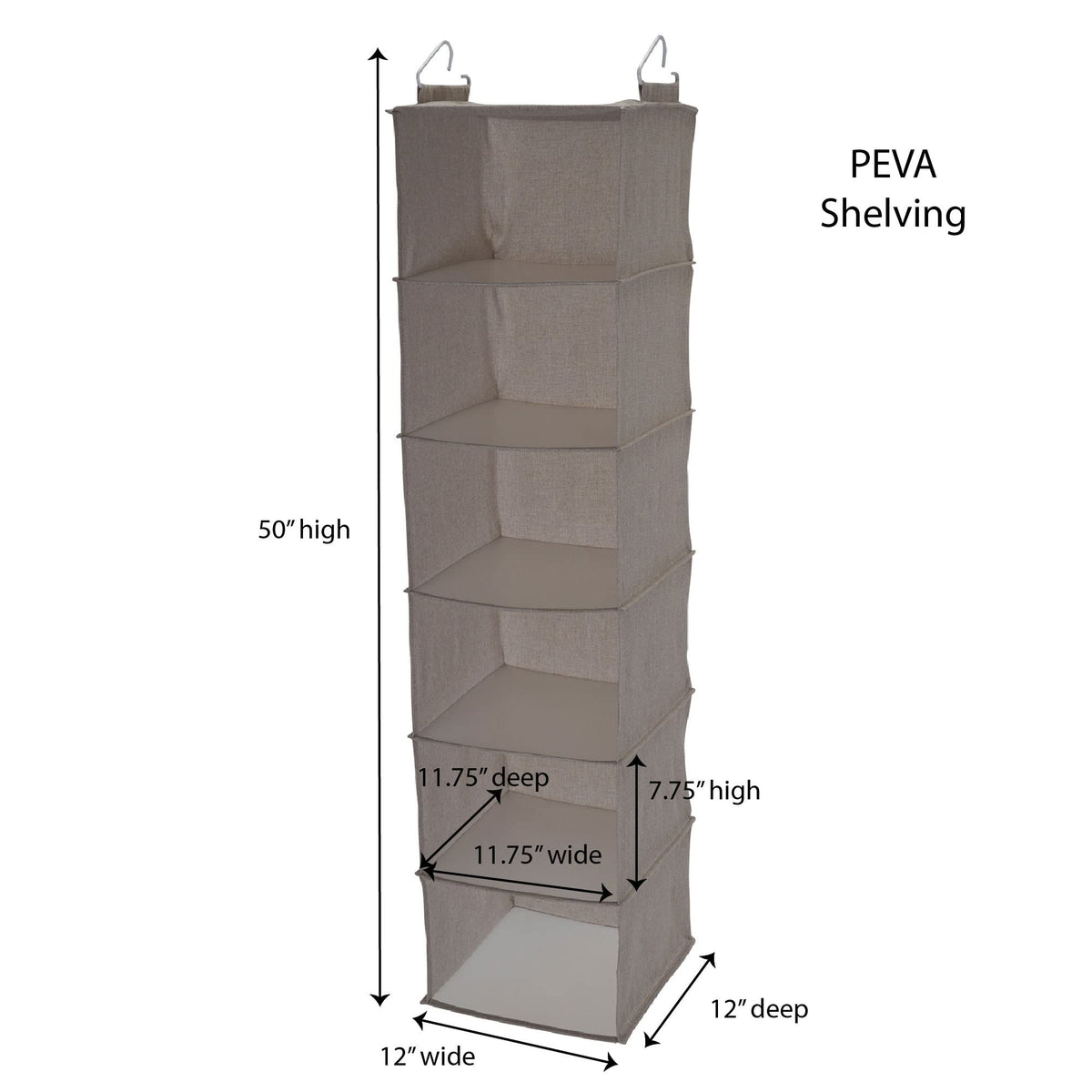 Household Essentials 6 Shelf Hanging Closet Organizer, Hanging Closet Shelf, Fabric Poly Linen and