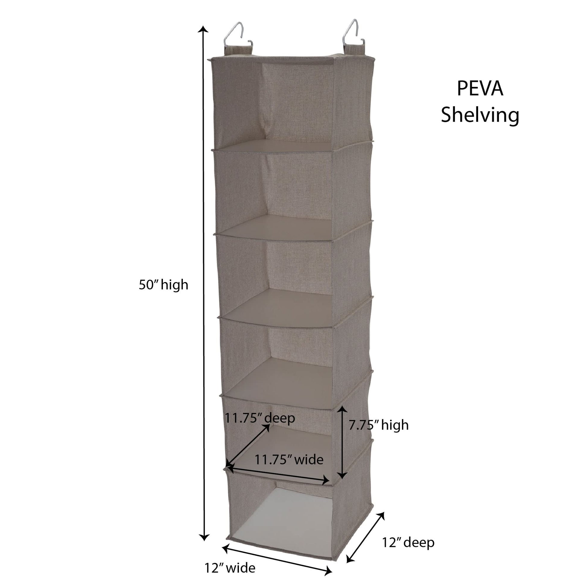 Household Essentials 6 Shelf Hanging Closet Organizer, Hanging Closet Shelf, Fabric Poly Linen and