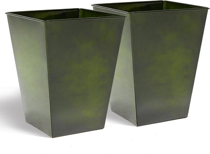 KOL 18''H. Bright Glazed Planter with Drainage Hole, Set of 2, Galvanized Steel Planter Pots for