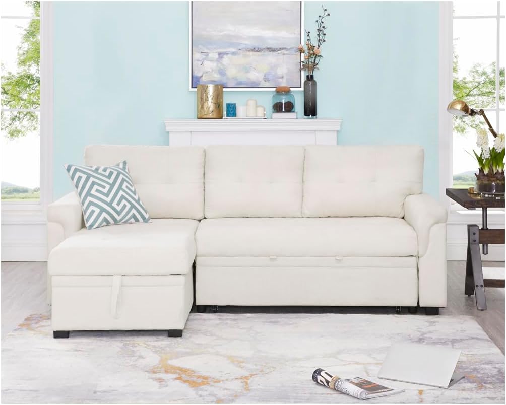 Naomi Home Transform Any Space: Sleeper Sectional Sofa with Convertible Sofa Bed & Inviting Chaise.