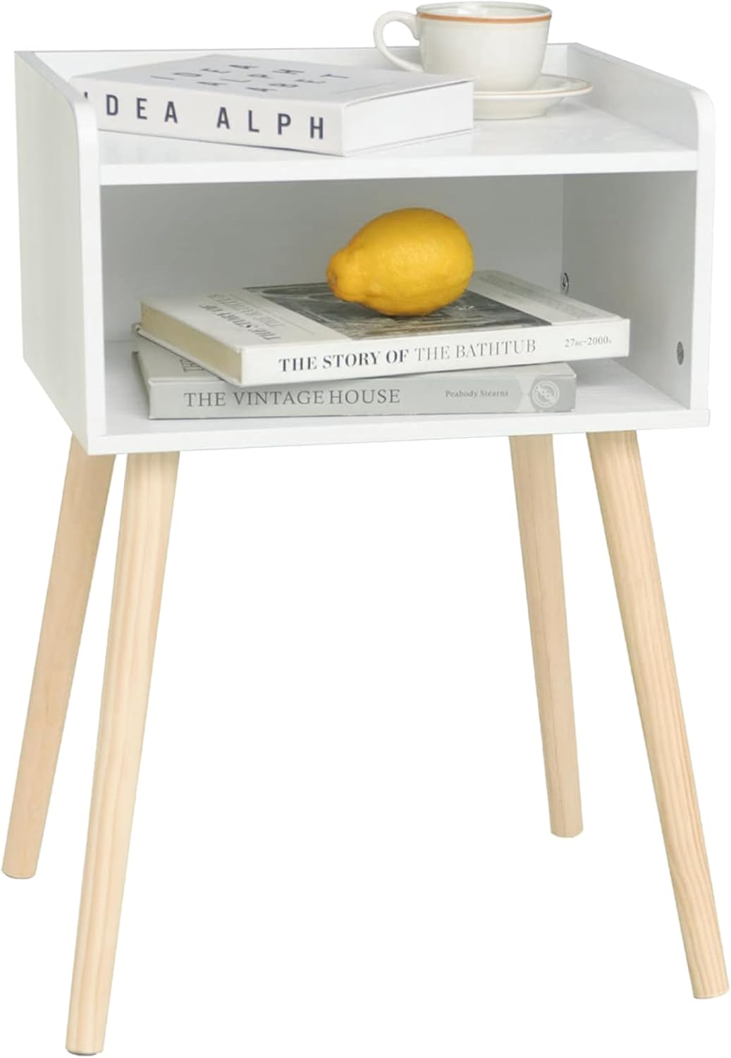 MaxSmeo White Nightstand, Small Bed Side Table for Small Spaces,Mid Century Modern Nightstand End