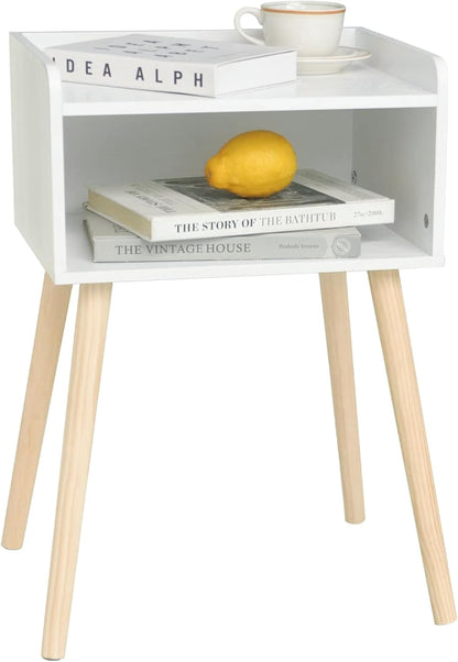 MaxSmeo White Nightstand, Small Bed Side Table for Small Spaces,Mid Century Modern Nightstand End