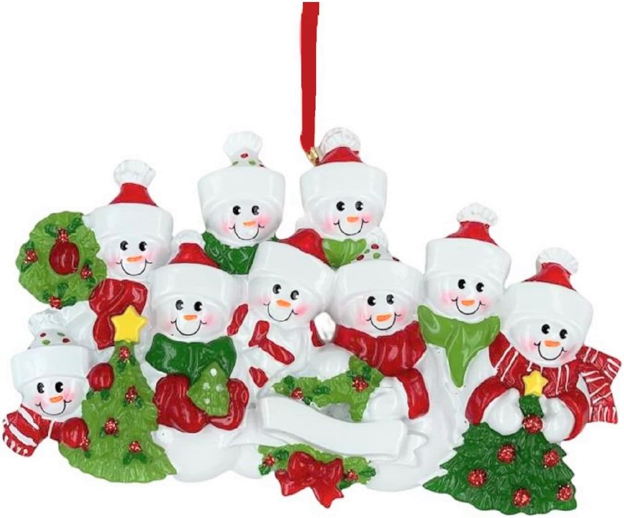 3D Snowman Family of 9 Ornament 2025 Personalized Family Christmas Ornaments 2025 | Snow People