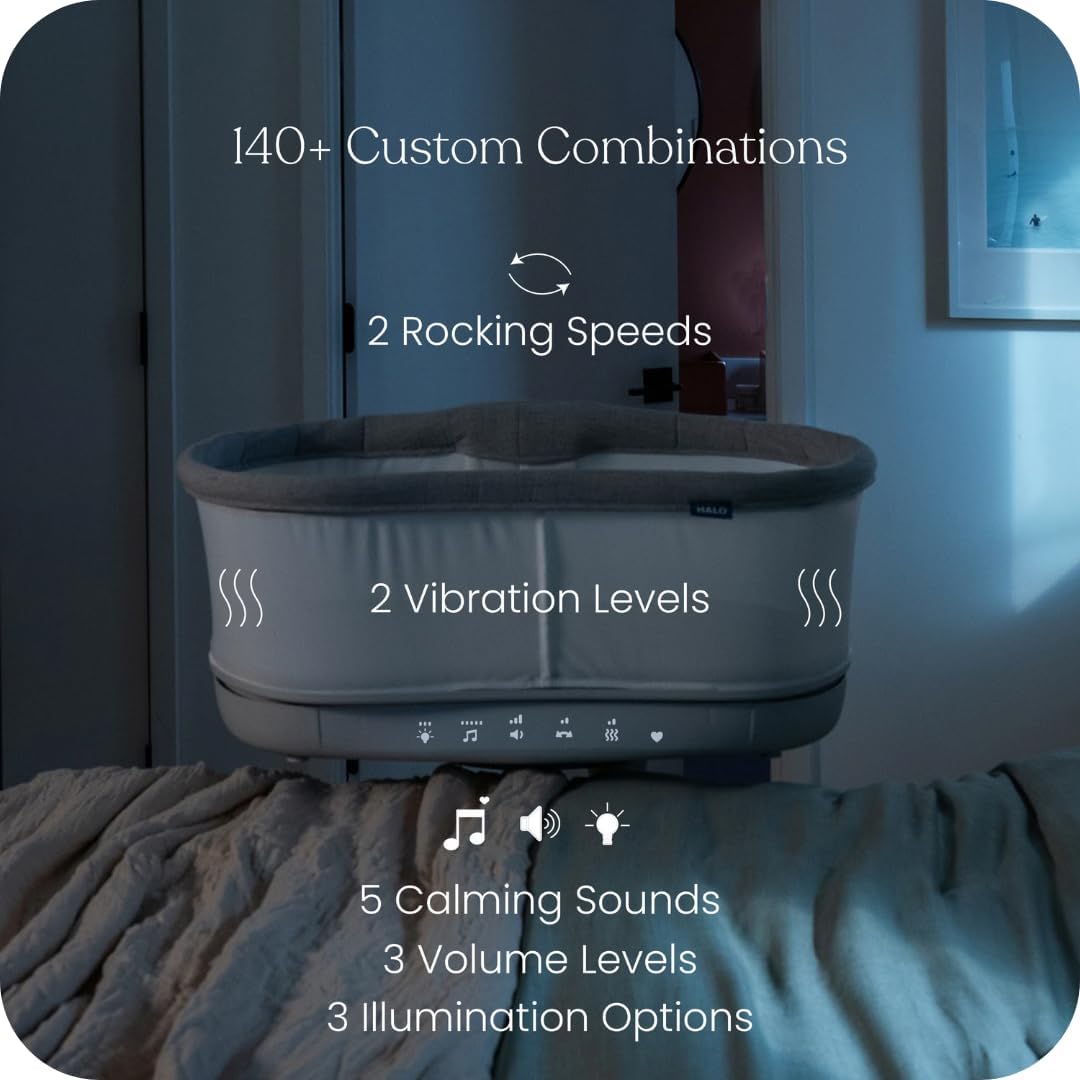 HALO BassiNest Connected Swivel Sleeper 3.0 – Smart Bassinet with AutoSoothe™, 360° Swivel, Cry