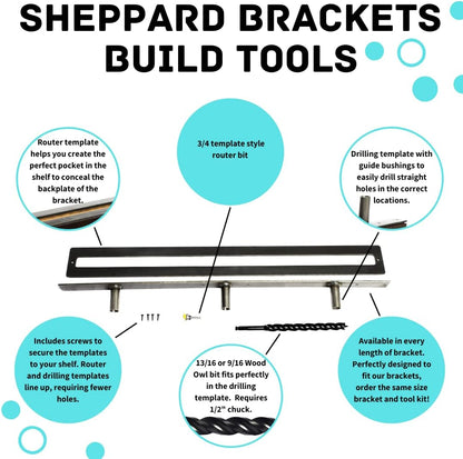 Floating Shelf Brackets - Sheppard Brackets - Easy Install - Heavy Duty (34 inch Build Kit)