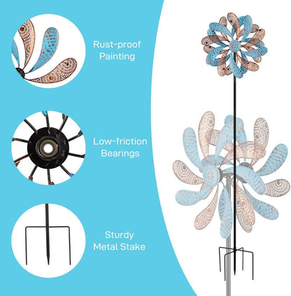 Viveta Wind Spinner for Yard and Garden, 58.7 * 12.6" Kinetic Wind Spinners Metal Windmills for