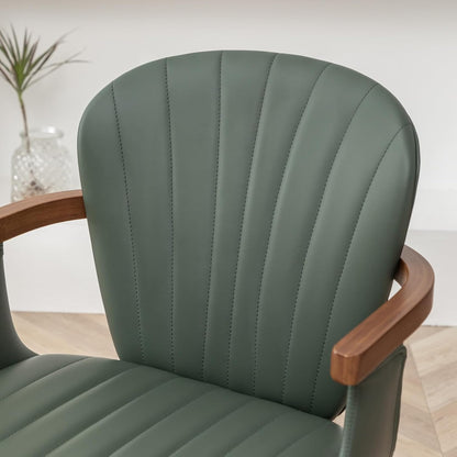 LUNLING Swivel Dining Room Chairs Set of 2, Mid Century Modern Green Faux Leather Kitchen Chairs