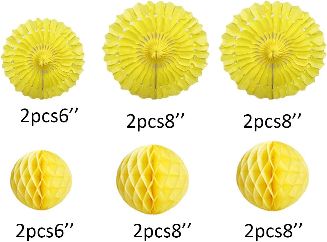 12pcs 6’’ 8’’ Honeycomb Balls Tissue Paper Fans Party Honeycomb Ball Fans Wall Tissue Pom Poms