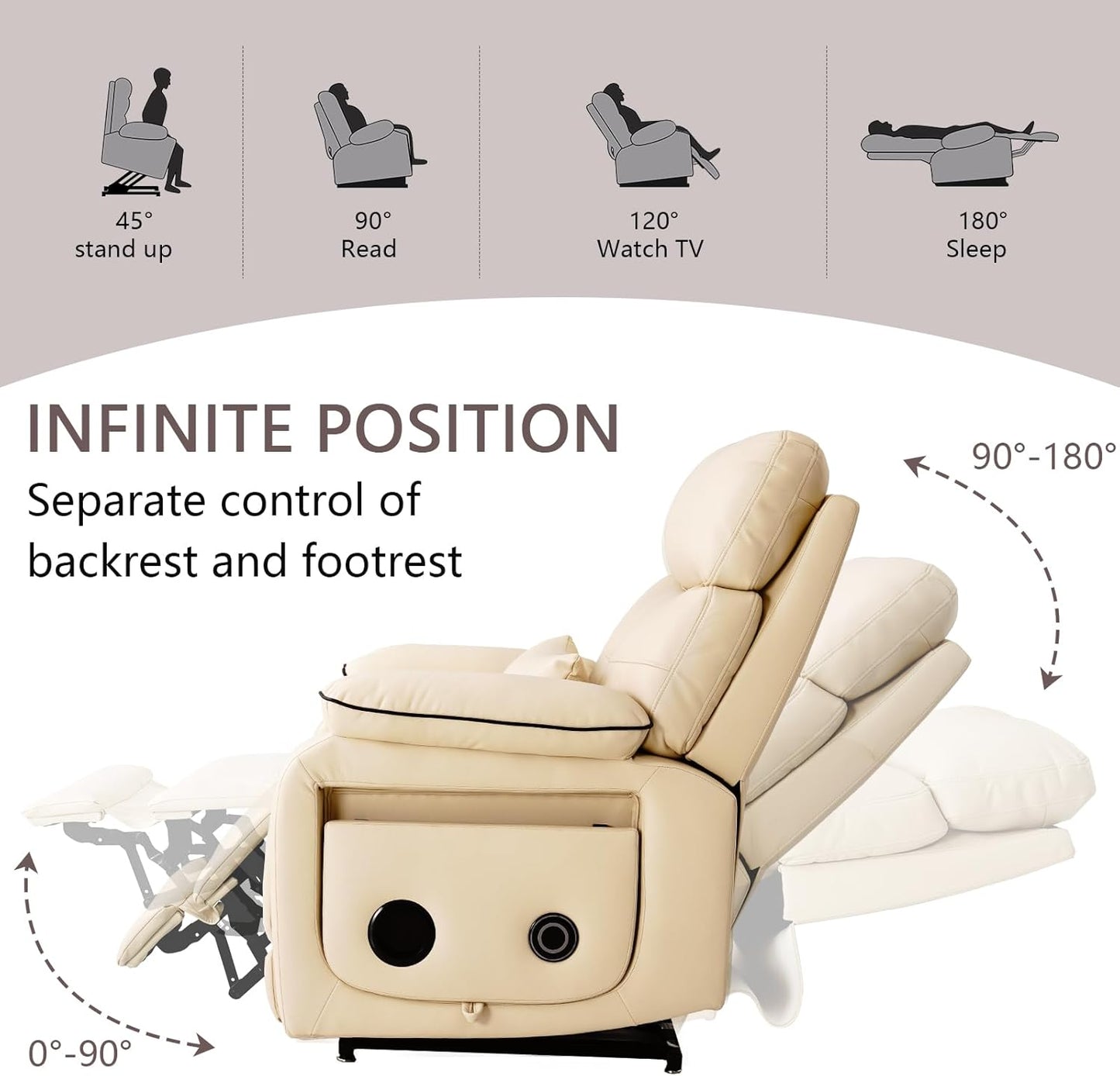Dual Motor Power Lift Recliner Chair for Adult & Elderly, Infinite Position Lay Flat Lift Chair