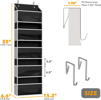 SpaceAid 1 Pack Over The Door Organizer with 5 Large Pockets and 10 Mesh Side Pockets, 5 Layers