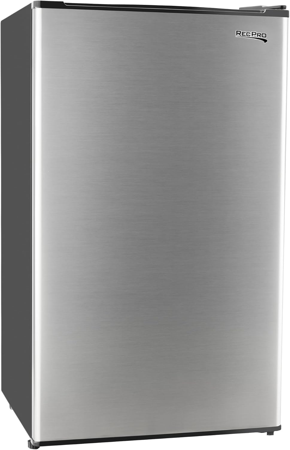 RecPro 3.3 Cu Ft 12V RV Refrigerator | Stainless Steel Frost-Free Fridge with Can Holder | Compact