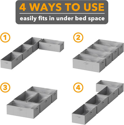 SpaceAid 4 Pack 10" High Under Bed Storage Containers, Large Underbed Storage Organizer Bins with