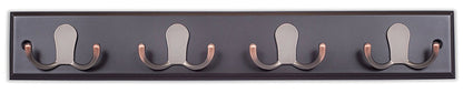 BIRDROCK HOME Dual Hook Coat Rack | 4 Dual Hooks | Wall Mounted Hat Key Rack Rail | Oil Rubbed