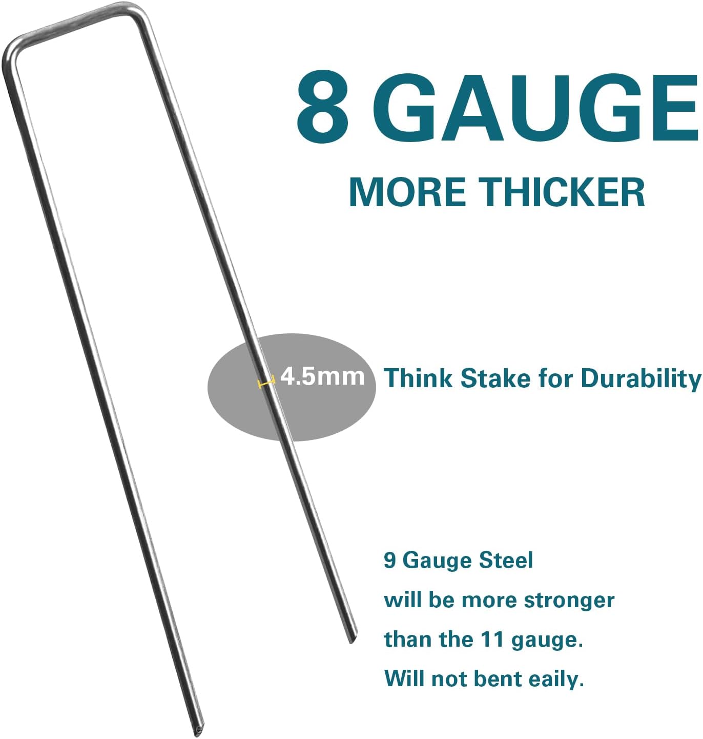 8 Inch Landscape Staples, More Thicker Heavy Duty 8 Gauge Galvanized Landscape Stakes, 125 Packs