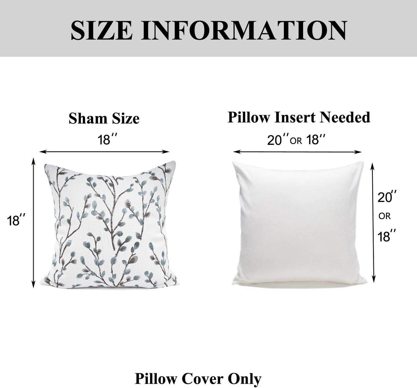 YOUR SMILE Classical Embroidery Jacquard Teal Leaf Pattern Square Decorative Throw Pillow Case