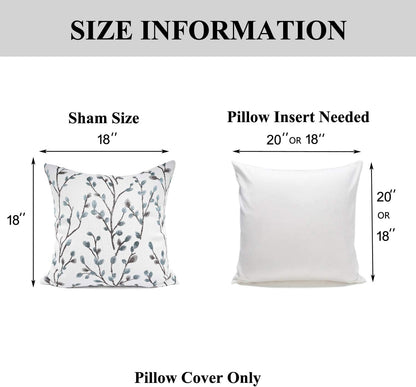 YOUR SMILE Classical Embroidery Jacquard Teal Leaf Pattern Square Decorative Throw Pillow Case