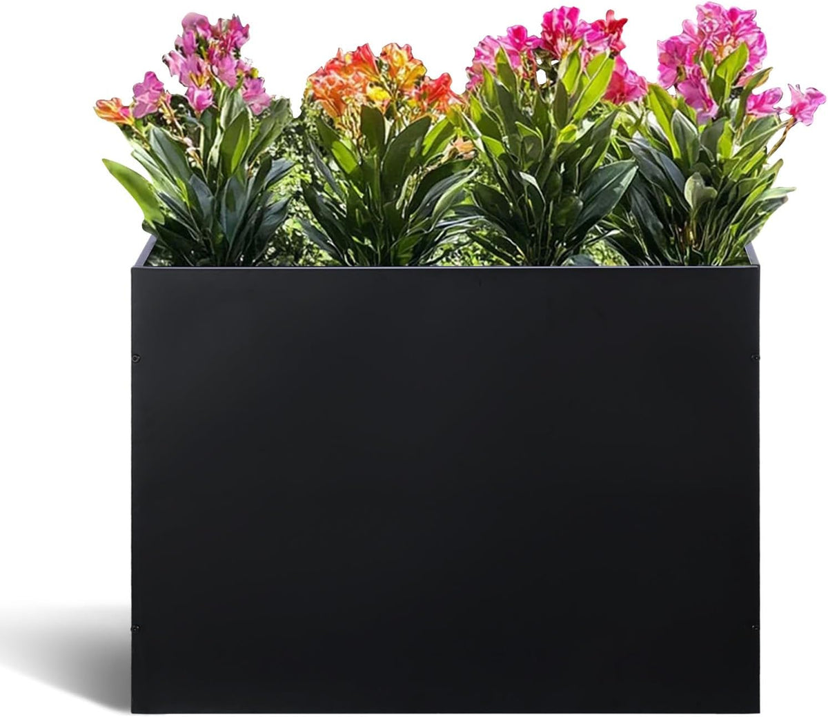 Metal Rectangular Planter Box Tall Planters for Outdoor Plants Modern Heavy Duty with Drainage