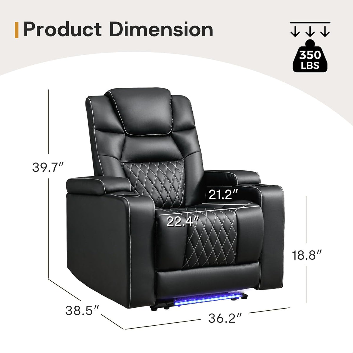 ANJ Power Recliner Chair with USB Port, Electric PU Leather Home Theater Seating for Living Room