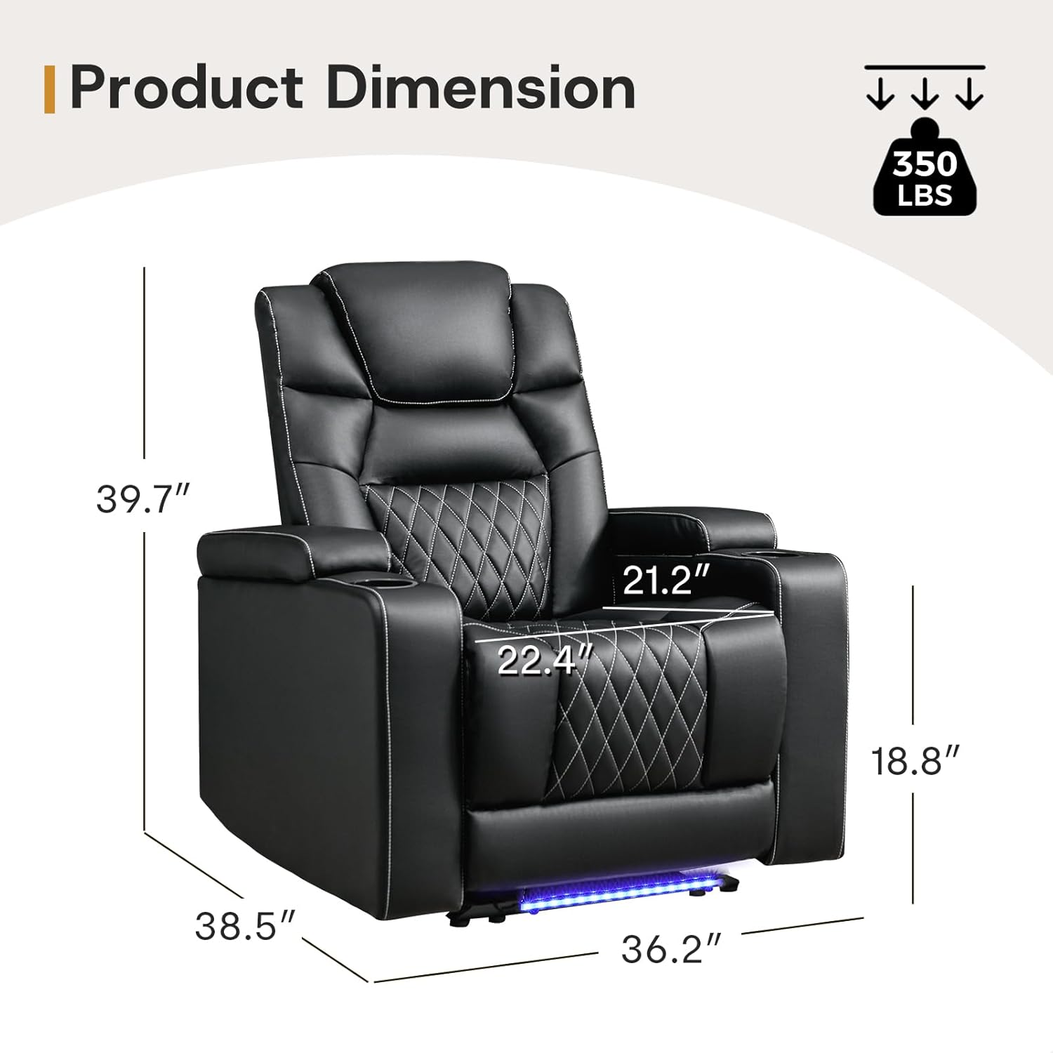 ANJ Power Recliner Chair with USB Port, Electric PU Leather Home Theater Seating for Living Room