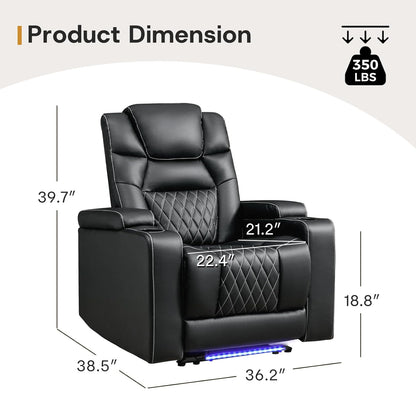 ANJ Power Recliner Chair with USB Port, Electric PU Leather Home Theater Seating for Living Room
