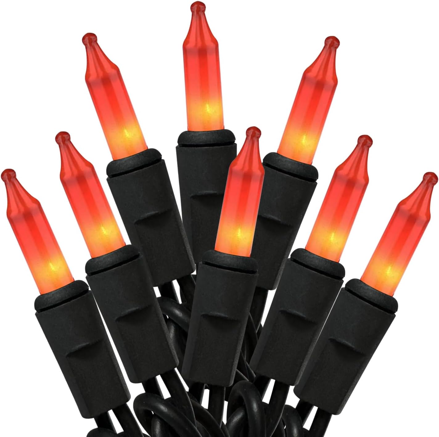 HISHINY Orange Halloween Lights,100 Count Incandescent Lights String with Black Wire,Ideal Outdoor