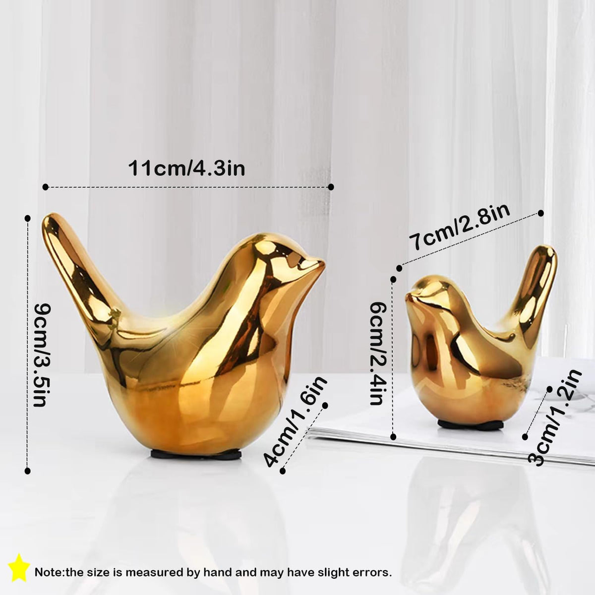 Small Animal Statues, Gold Bird Figurines Home Decor, Modern Home Decorative, Ceramic Decor for