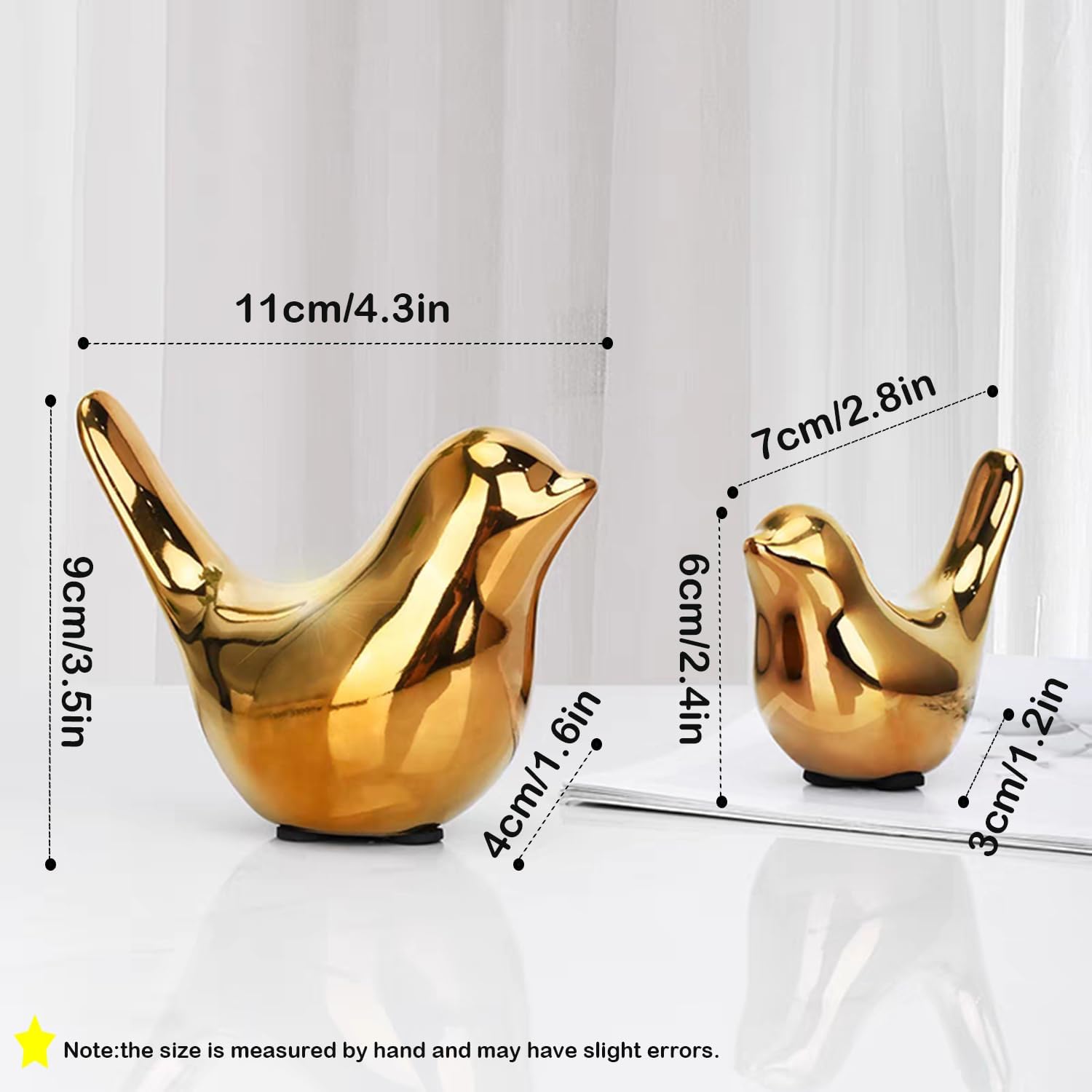 Small Animal Statues, Gold Bird Figurines Home Decor, Modern Home Decorative, Ceramic Decor for