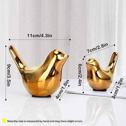 Small Animal Statues, Gold Bird Figurines Home Decor, Modern Home Decorative, Ceramic Decor for