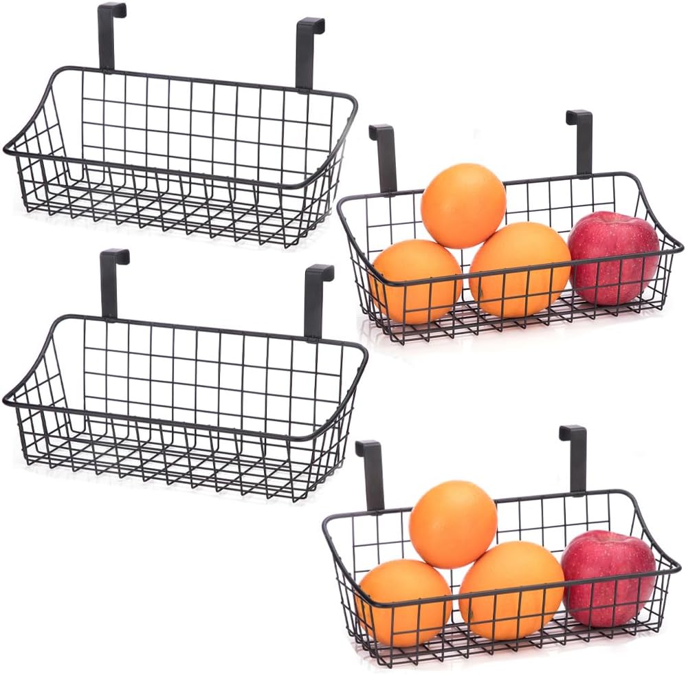 LeleCAT Cabinet Door Organizer Basket with hook Grid Storage Basket, Hang it behind a door or on a