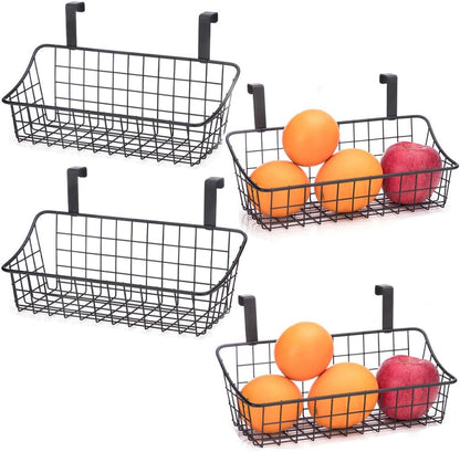 LeleCAT Cabinet Door Organizer Basket with hook Grid Storage Basket, Hang it behind a door or on a