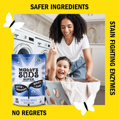 Molly's Suds Super Powder Detergent | Extra Strength Laundry Soap, Stain Fighting | Sensitive Skin