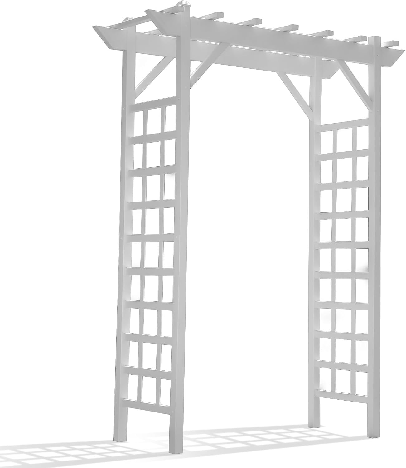 Dura-Trel Providence Arbor, Vinyl Garden Archway for Outdoors, 64" x 85", White - Backyard