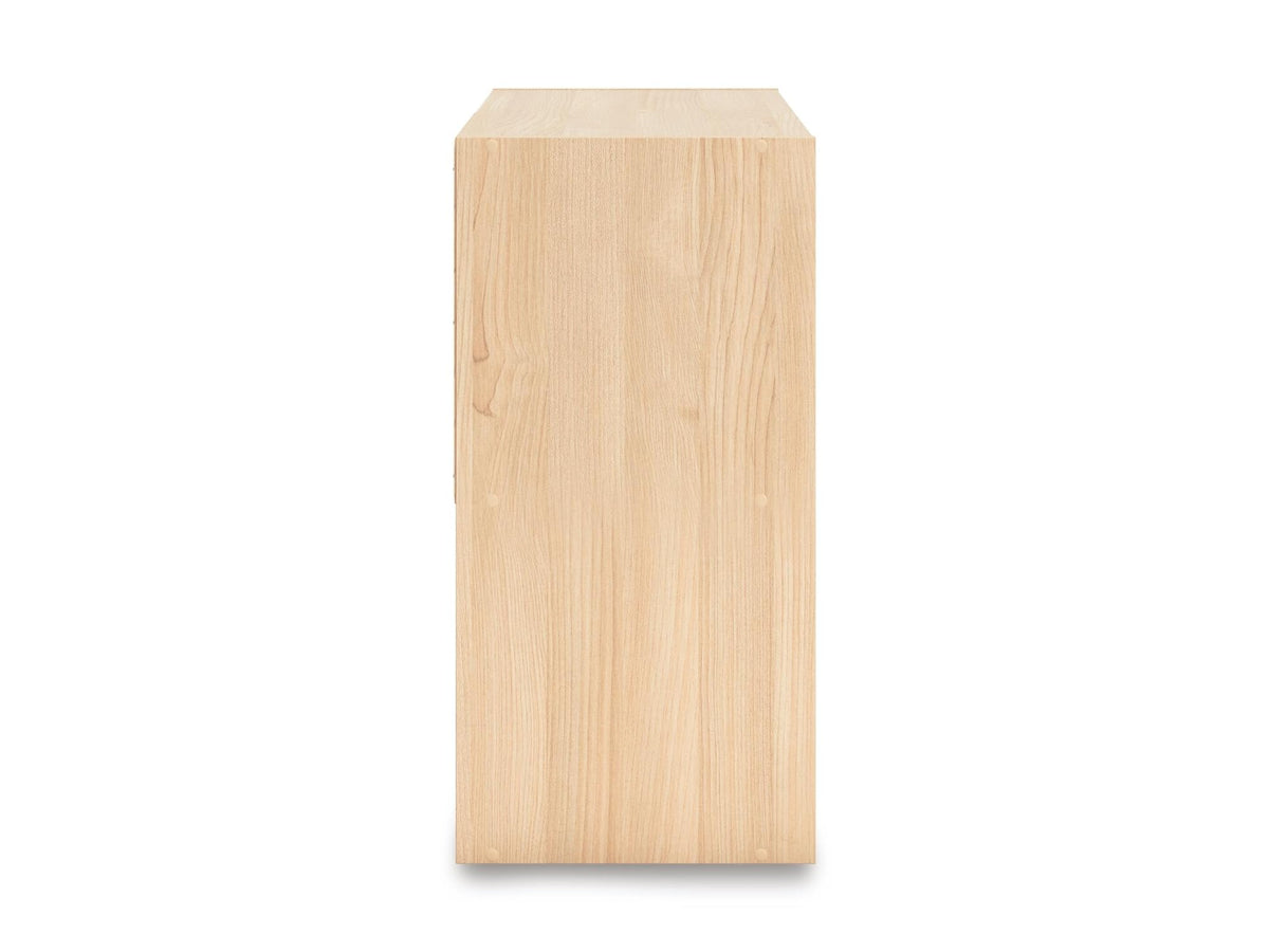 Signature Design by Ashley 4 Cube Organizer Bookcase, Light Brown Ash
