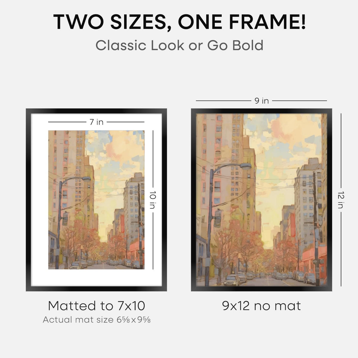 Homeforia 9x12 Picture Frame Black, High End Metal 9 x 12 Poster Frames with Mat 7 by 10 inch