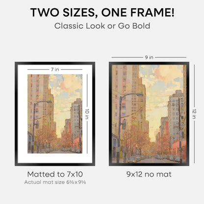 Homeforia 9x12 Picture Frame Black, High End Metal 9 x 12 Poster Frames with Mat 7 by 10 inch